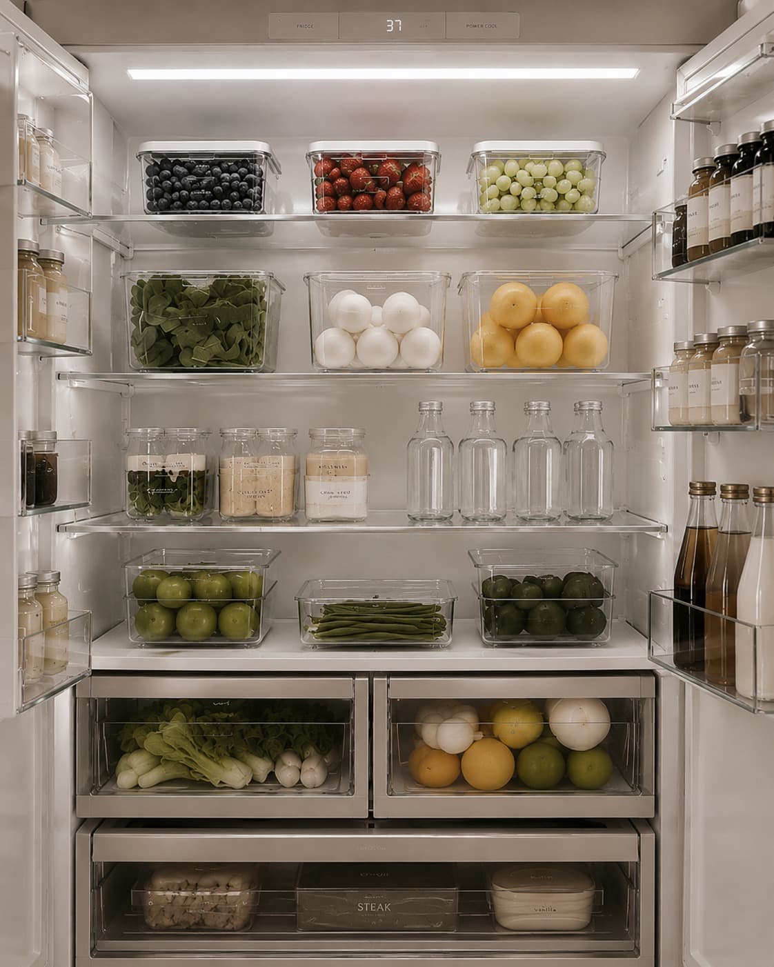 A beautifully organized luxury refrigerator